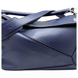 Borsa Puzzle Loewe in pelle blu navy