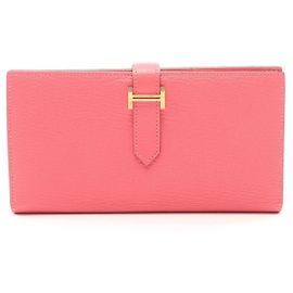 Hermès Hermes Bearn Soufflet Rose Azalee Bi-fold langes Portemonnaie