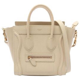 Céline Celine Luggage Nano Shopper Handtasche aus elfenbeinfarbenem Leder