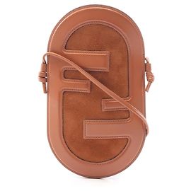 Borsa a tracolla porta-cellulare Fendi in pelle e camoscio marrone