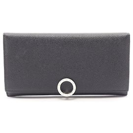 Bulgari Bvlgari Bi-fold langes Portemonnaie aus schwarzem Leder