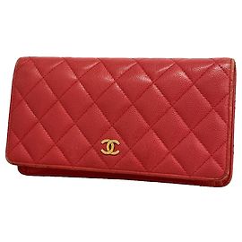 Cartera larga Chanel rosa