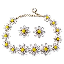 NUOVO COLLANA + ORECCHINI DOLCE & GABBANA DAISY FIORI IN CRISTALLO