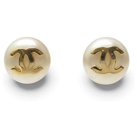 VINTAGE CHANEL STUD EARRINGS PEARLS CC LOGO CASTELLANE 1989 EARRINGS