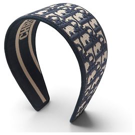 NUOVO CERCHIETTO CHRISTIAN DIOR BAND IN TOILE OBLIQUE BLU NAVY HEADBAND