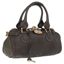 Chloé Sac à main Chloe Paddington en cuir kaki argent or