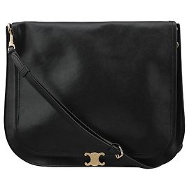 Céline Bolso Triope Versace Suppl de piel de cordero brillante negro