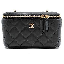 Chanel Vanity Crossbody-Tasche mit Kette aus Lammleder