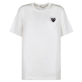 Comme Des Garcons Camiseta White con Parche de Corazón Metal Black