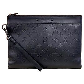 Louis Vuitton Pochette Toiletry Clutch Bag Monogram Shadow Black