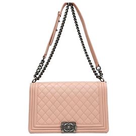 Chanel Borsa Medium Flap in pelle d'agnello Rosa Argento