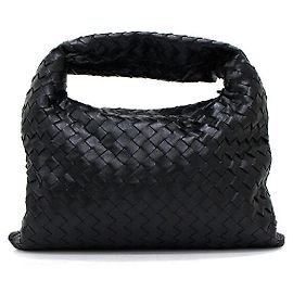 Bottega Veneta mala hobo tote pequena Intrecciato preta