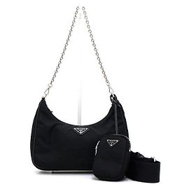Prada Borsa a spalla e crossbody multi Hobo Re-Edition in Tessuto nero