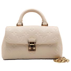 Louis Vuitton Nano Madeleine Top Handle Tote Bag und Schultertasche mit goldener Kette in Monogram Empreinte Cream