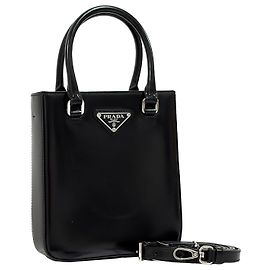 Prada Mini bolso tote cepillado y bolso bandolera Negro