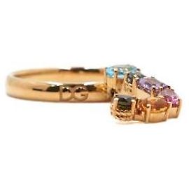 Dolce & Gabbana Anello alfabeto multicolore in oro giallo Misura