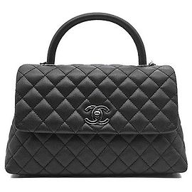 Chanel Caviar Coco Handle 28 Nero in Pelle