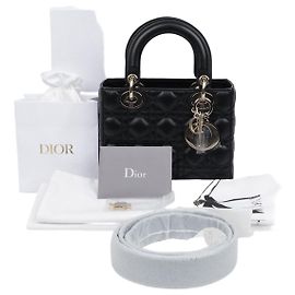 Dior Lady MY ABC Small Cannage Lammleder Tote Bag Schwarz