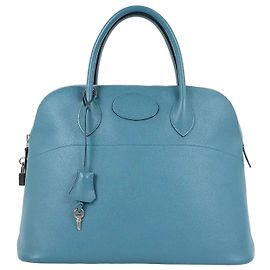 Hermès Bolide Blue Jean Silver Stamp