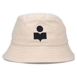 Isabel Marant Bucket Hat mit besticktem Logo Ecru Black
