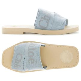 Chloé Sandali con cinturino Woody Logo Pearl Blue