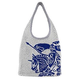 Burberry Borsa a tracolla LL Equestrian Night in maglia crochetto Bianco