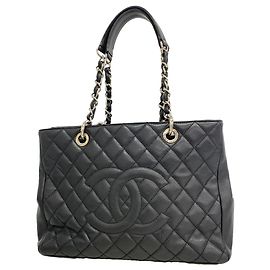 Bolso Tote Chanel de piel de becerro granulada negra