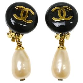 Chanel CC Pearl Drop Faux Pearl and Metal