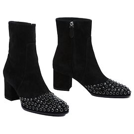Alaïa Bottines EU38 Kristallbesetzte Stiefeletten aus schwarzem Wildleder UK5 US7.5 Neu