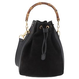 Gucci Vintage Bamboo Bucket Suede and Leather Small