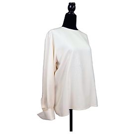 Yves Saint Laurent YSL años 1980 camisa blanca de mujer con gemelos