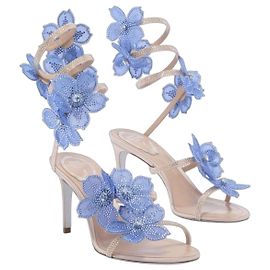 Rene Caovilla Sandali Cleo René Caovilla blu con decorazioni floreali - Size 39 (25.5 cm)