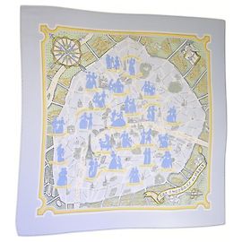 Hermès HERMES Paris Les Amoureux De Paris Lenço de bolso Gavroche em sarja de seda 45cm