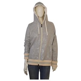 MONCLER Maglia Cardigan Metallic Silver Foil Zip Up Hoodie Jacket Taglia L Italy