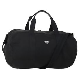 PRADA Boston Bag Nylon 2way Schwarz Silber Auth 200299A