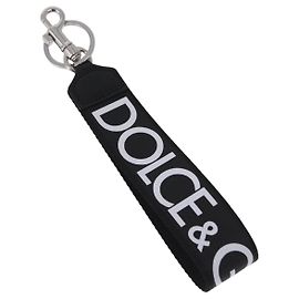 Dolce & Gabbana DOLCE&GABBANA Schlüsselband Polyester Schwarz Silber Auth BA15457A