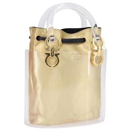 Borsa Salvatore Ferragamo Gancini in plastica trasparente e oro Auth 200065V
