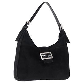 Borsa a mano FENDI Mamma Baguette in pelle Harako Nero Argento Auth yk20770A