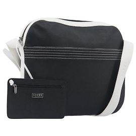 Borsa a tracolla LOEWE PVC Leather Black Silver Auth 196654