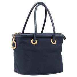 Céline Borsa a mano CELINE Nylon Navy Gold Auth ka6008
