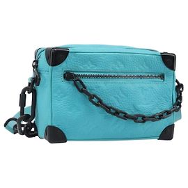 LOUIS VUITTON Mini Soft Trunk Taurillon Leder Blue Black M11673 Auth 199184SAM