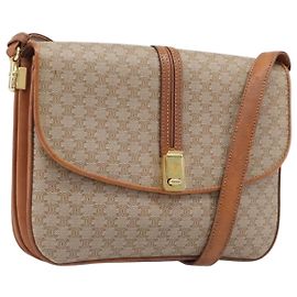 Céline Borsa a tracolla CELINE Macadam Canvas PVC Beige Gold Auth 199912