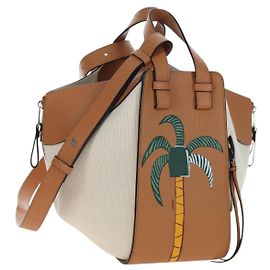 LOEWE KEN PRICE Hammock Small Hand Bag Canvas 2way Beige Silver Auth 199036SAM