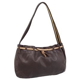 Borsa a tracolla Miu Miu in pelle marrone argento Auth 201975