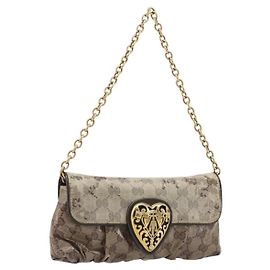 Borsa GUCCI GG Crystal Histeria Coated Canvas Beige Gold 208710 Auth 201897