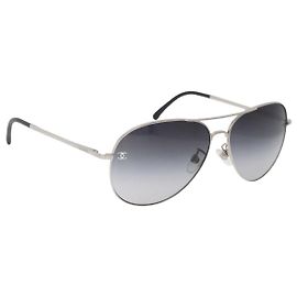 Occhiali da sole CHANEL Metal Silver Black CC Auth BA15445M