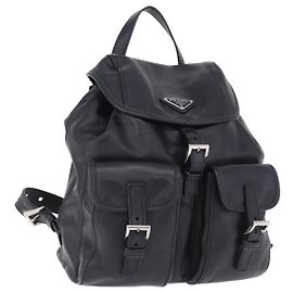Zaino PRADA in pelle nero e argento 1BZ677 Auth 198608V
