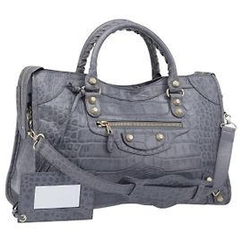 BALENCIAGA Borsa The Giant City Pelle embossed 2way Gray 281770 Auth yk20733SAM