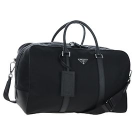 PRADA Boston Bag Nylon Leather 2way Black Silver 2VC007 Auth yk20779SAV