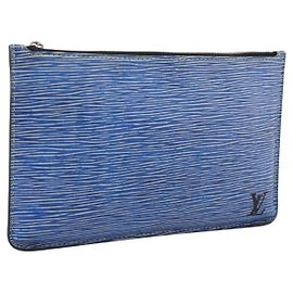 LOUIS VUITTON Epi Denim Neverfull MM Pouch Blue LV Auth 202098A